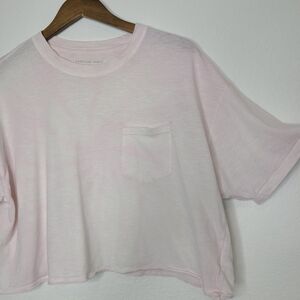 American Eagle Light Pink Cropped Pocket Tee T-Shirt Medium